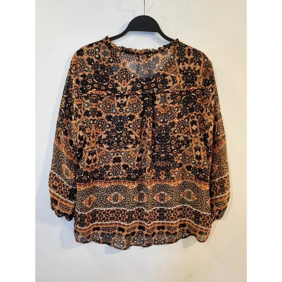 Demorcracy Brown Print Tunic Top - Picture 2 of 4